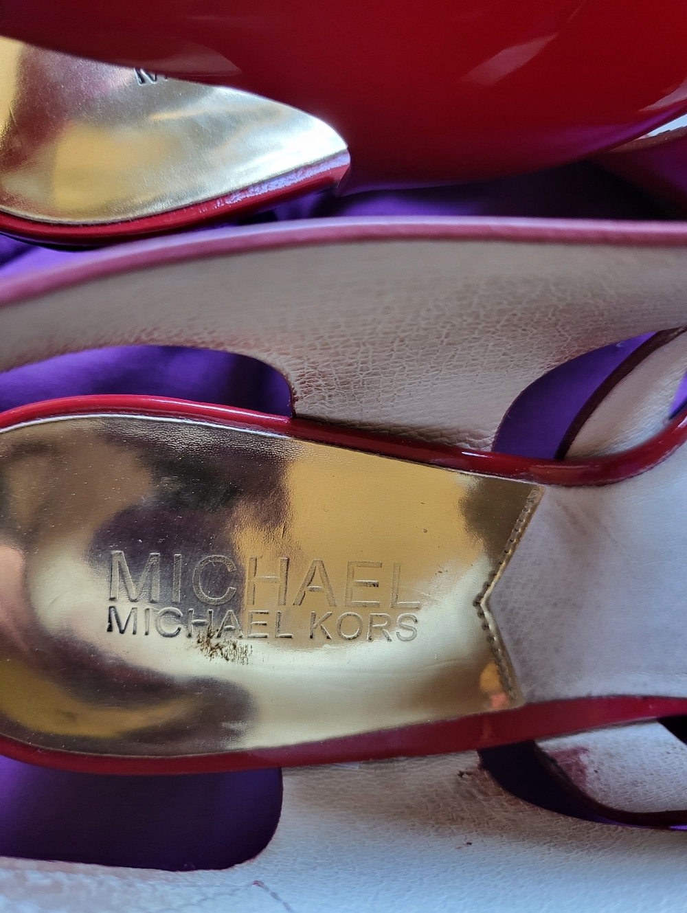 Michael Kors Red Patent Leather Slingback Heels - Picture 5 of 8